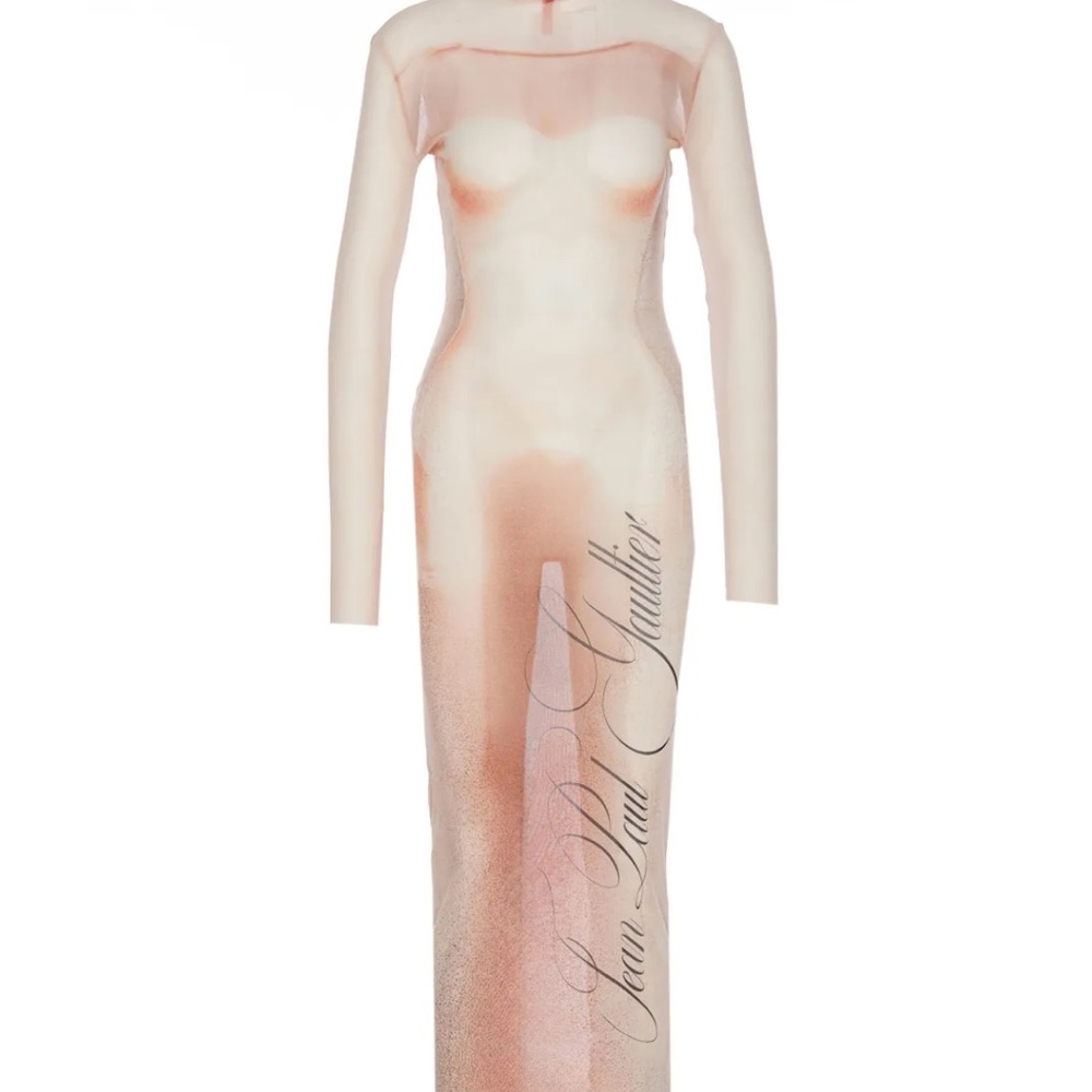 Jean Paul Gaultier Sheer Blush Script Dress